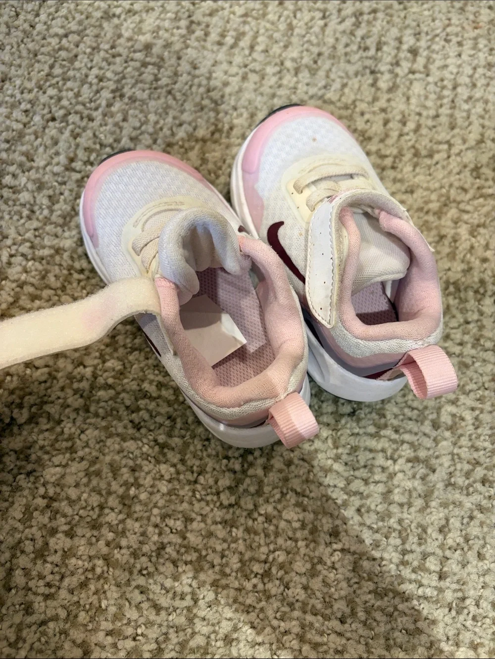 Nike Kids White and Pink Sneakers size 5C